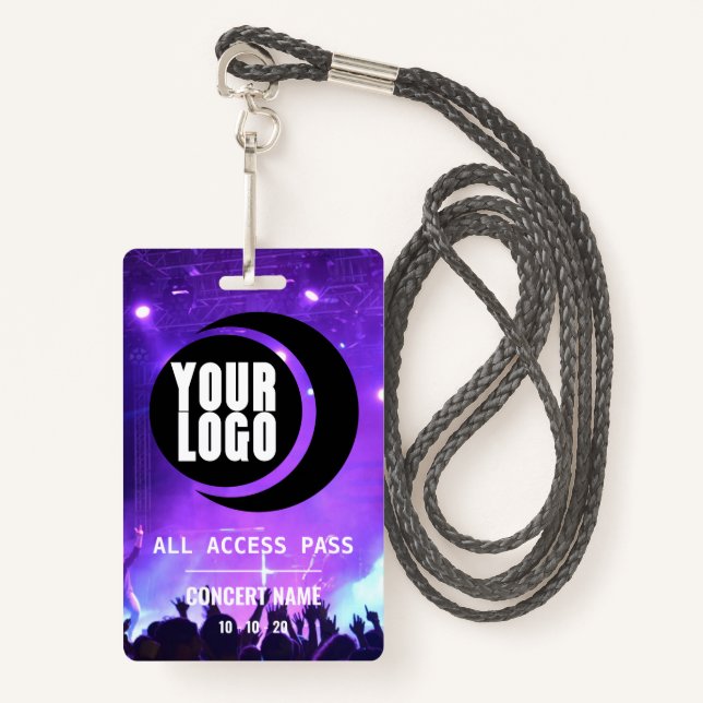 Custom name acess all access pass concert ID badge (Front with Lanyard)