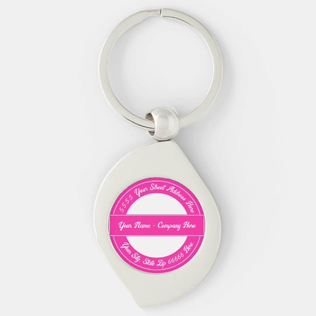 Custom Name Address Choose Font Colours Keychain (Front)