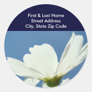 Custom name Address Label Stickers White Daisies