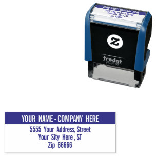 Custom Name Address Modern Design Two Colours Self-inking Stamp