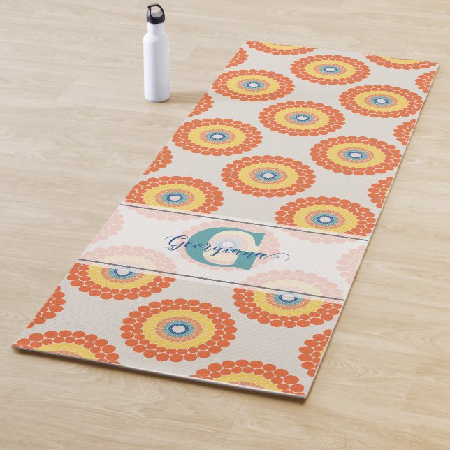 Custom Name Aegean Summer Radiant Dot Mandala Yoga Mat (In Situ)