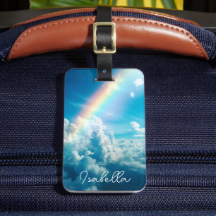 Custom Name Aesthetic Rainbow and Clouds Luggage Tag