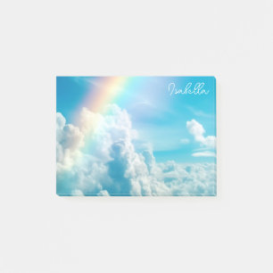 Custom Name Aesthetic Rainbow and Clouds Post-it Notes