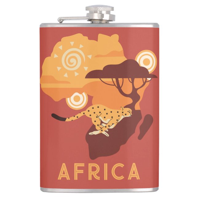 Custom Name Africa Hip Flask (Front)