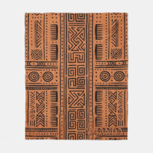 Custom Name African Mudcloth Terracotta Blanket