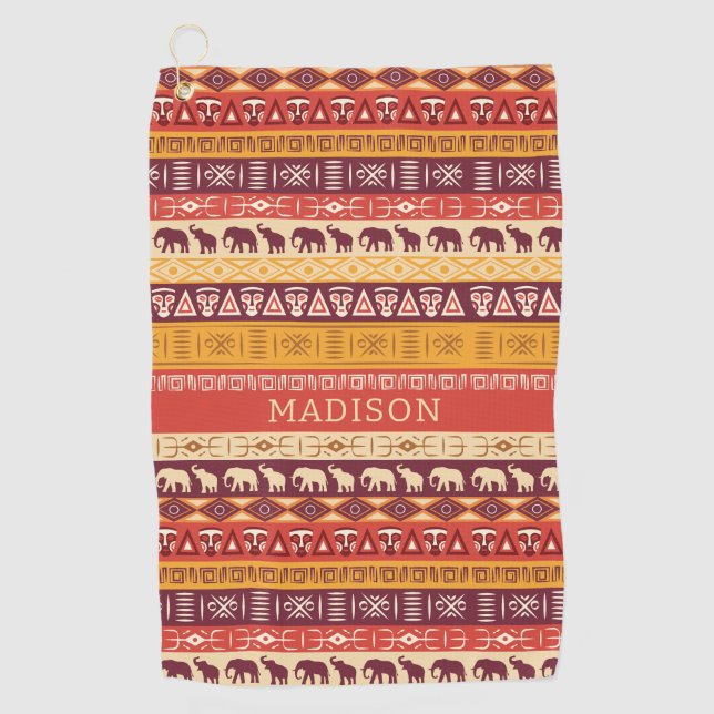 Custom Name African Pattern Golf Towel (Front)