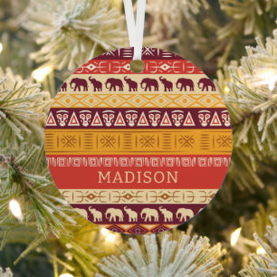Custom Name African Pattern Metal Tree Decoration