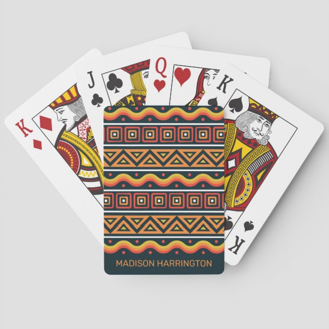Custom Name African Pattern Playing Cards (Back)