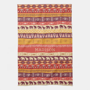 Custom Name African Pattern Tea Towel