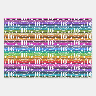 Custom Name Age Birthday Wrapping Paper Sheet