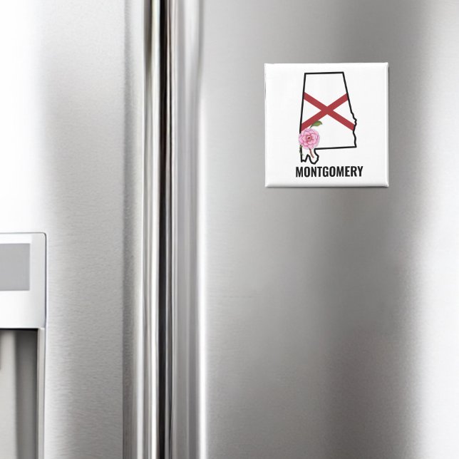 Custom Name Alabama Flag and State Flower Camellia Magnet (Creator Uploaded)