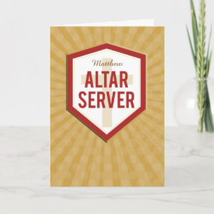 Custom Name Altar Server Congratulations Starburst Card