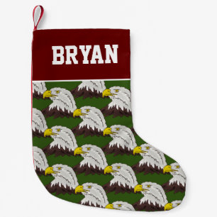 Custom name American bald eagle head pattern  Small Christmas Stocking
