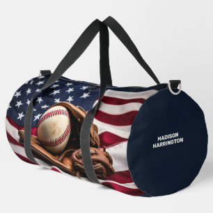 Custom Name American Baseball Duffle Bag