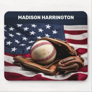 Custom Name American Baseball Mouse Pad