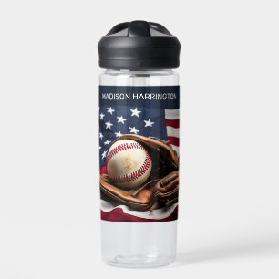 Custom Name American Baseball Water Bottle