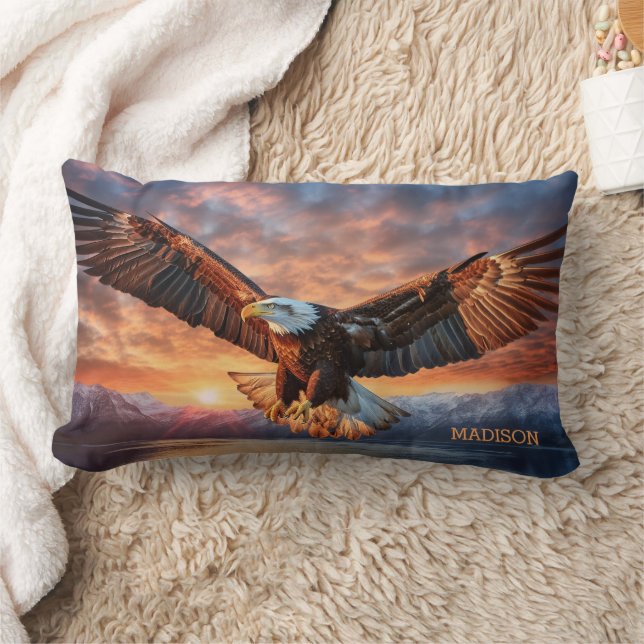 Custom Name American Eagle Lumbar Cushion (Blanket)