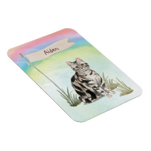 Custom Name American Short Hair Pet Cat Magnet