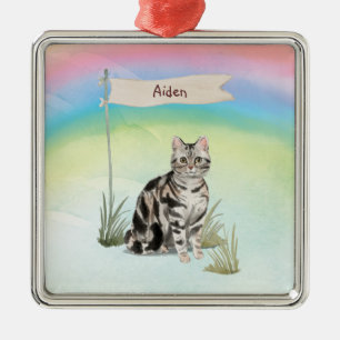 Custom Name American Short Hair Pet Cat Metal Ornament