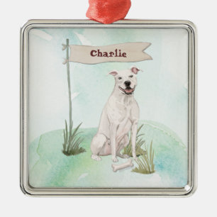 Custom Name American Staffordshire Terrier Pet Dog Metal Ornament