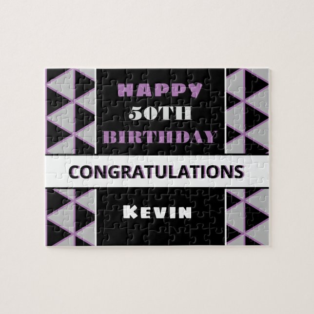 Custom name and age 50th birthday puzzle (Horizontal)