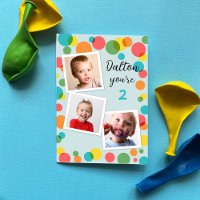 Custom Name and Age Boys Polka Dot Photo Birthday