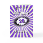 Custom name and age purple splash retro birthday