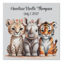 Custom Name and Birthdate Girl's Safari Nursery