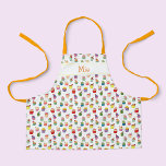 Custom Name and Cupcake Print Apron for Kids<br><div class="desc">Cute cupcake apron for kids. Decorated with a pretty and colourful pattern made of cupcakes. Personalised with a custom name that you can customise with your own name or short text. Great gift for a kid who loves to bake or eat cupcakes and other sweets and desserts.</div>