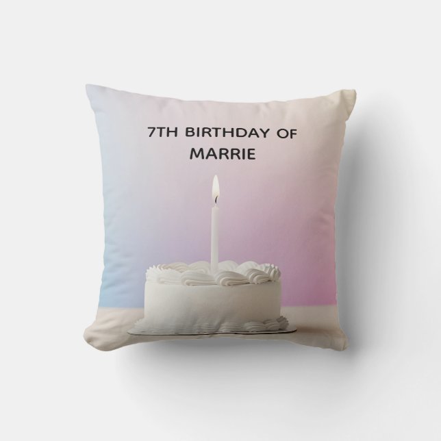 Custom name and date Happy Birthday  Cushion (Front)