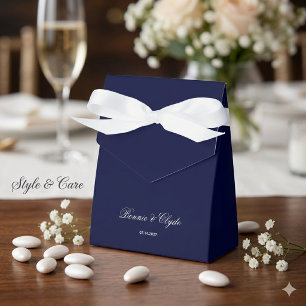 Custom Name and Date Symbol of Love Navy Tent Favour Box