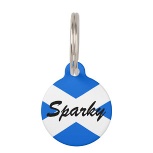 Custom Name and details Scottish Flag ptcn Pet Tag