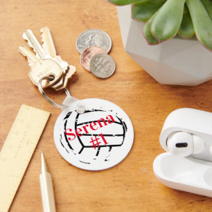 Custom Name And Jersey Volleyball Key Ring