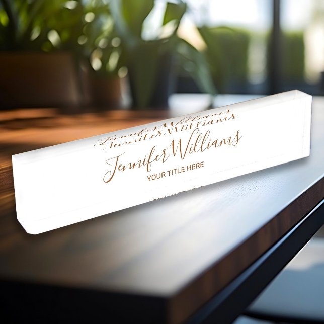 Custom Name And Job Title Elegant White Nameplate (Creator Uploaded)