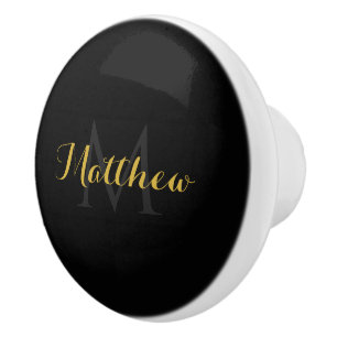 Custom Name and Monogram Ceramic Knob