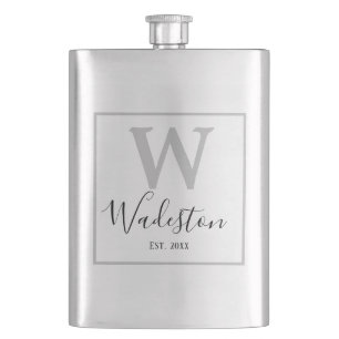 Custom Name and Monogram Established Hip Flask