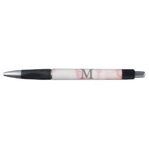 Custom Name and Monogram on Pink Marble Look