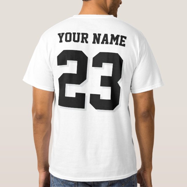 Custom Name and Number Jersey Sports T-Shirt (Back)