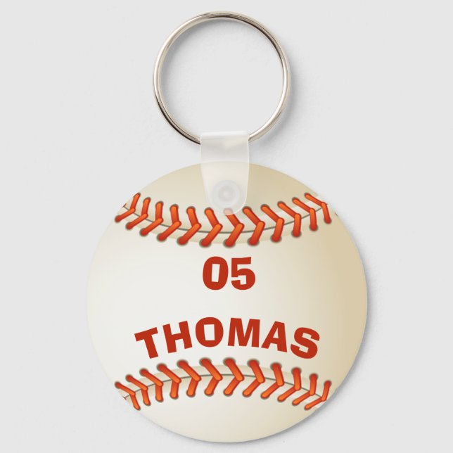 Custom Name and Number Template Baseball Sports Key Ring (Front)