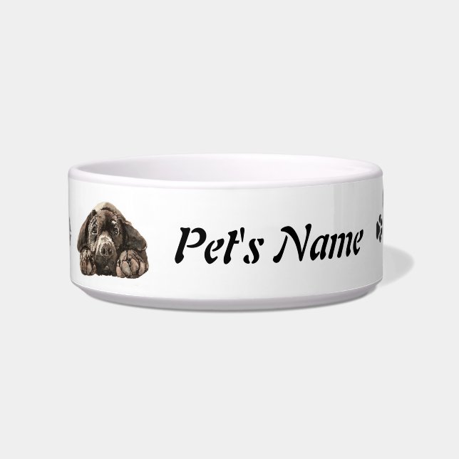 Custom Name and Photo Black Labrador Pet, Dog Bowl (Front)