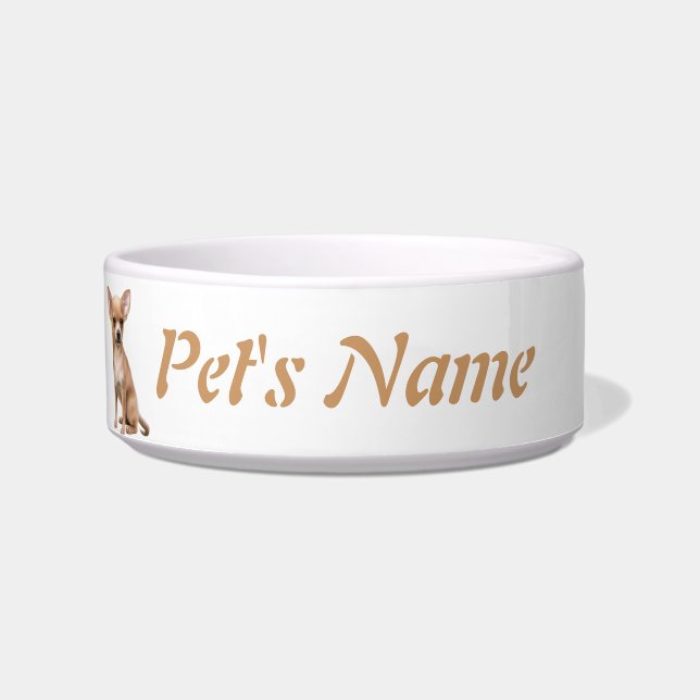 Custom Name and Photo Chihuahua, Pet, Dog Bowl (Front)