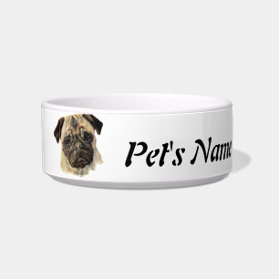 Custom Name and Photo Pug Pet, Dog Bowl