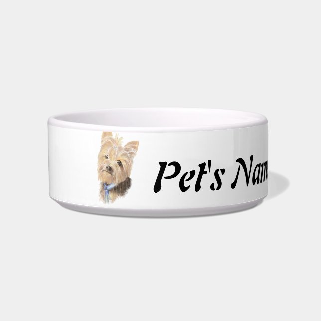 Custom Name and Photo Yorkshire Terrier Pet, Dog Bowl (Front)