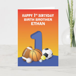 Custom Name and Relation Boy 1st Birthday Sports Card
