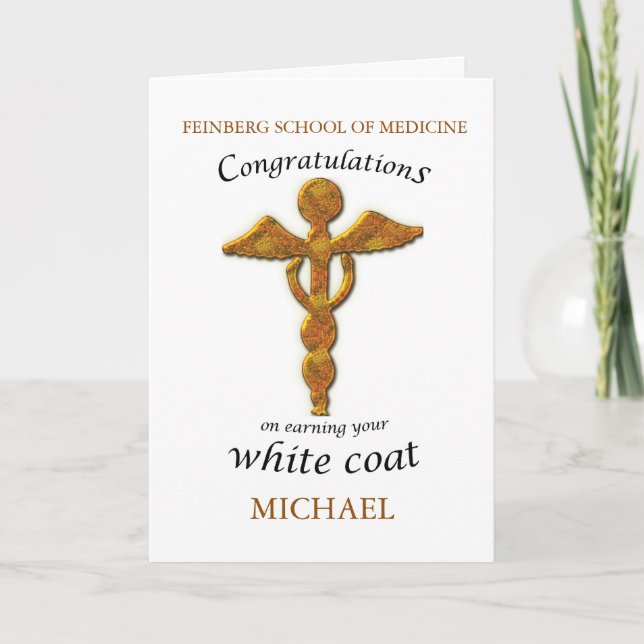 Custom Name and School White Coat Ceremony Medical Card (Front)