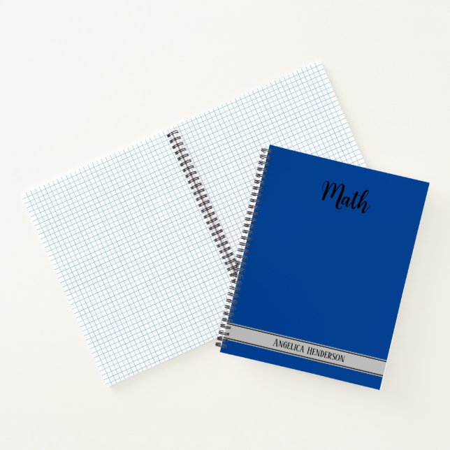 Custom name and subject Math colour code blue  Notebook (Inside)