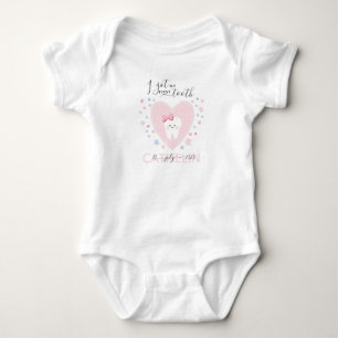 Custom name and teething date Baby Girl Outfit Bodysuit