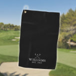 Custom Name And Year Golf Clubs Black And White Golf Towel<br><div class="desc">Personalise the name and year set in classic typography to create a unique golf gift and keepsake for any golfer. Designed by Thisisnotme©</div>