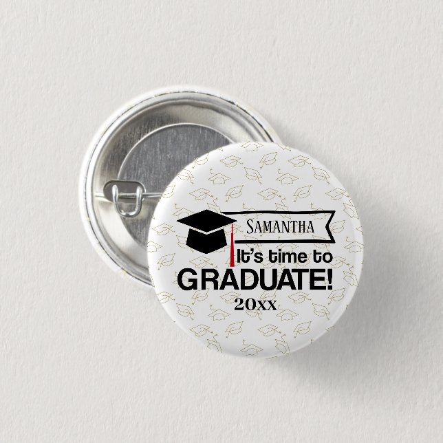 Custom Name and Year Graduation Gift 3 Cm Round Badge (Front & Back)