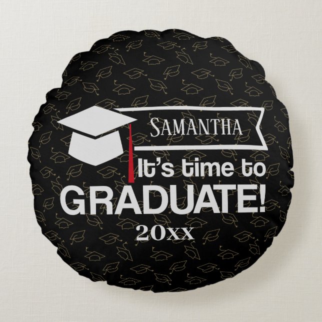Custom Name and Year Graduation Gift Round Cushion (Front)